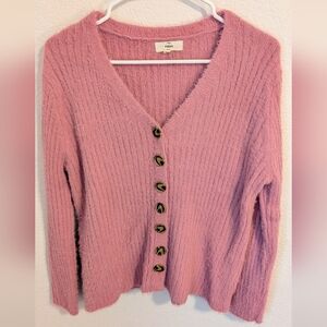 Entro Soft Pink Button-Up Cardigan